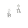Large Greek Letter - Beta - White Clear Crystal Diamond-Shape Earrings