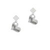 Large ''Big Sister'' Heart with Clear Crystal White Clear Crystal Diamond-Shape Earrings