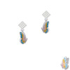 Translucent Pastel Flying Butterfly White Clear Crystal Diamond-Shape Earrings
