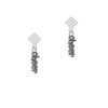 Beaded ''Cheer'' White Clear Crystal Diamond-Shape Earrings