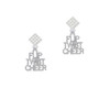 Flip Twist Cheer White Clear Crystal Diamond-Shape Earrings