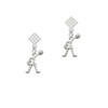 Cheerleader - Standing White Clear Crystal Diamond-Shape Earrings