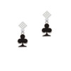 Card Suit - Club White Clear Crystal Diamond-Shape Earrings