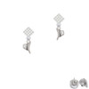 Cowboy Hat White Clear Crystal Diamond-Shape Earrings