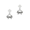 Crab White Clear Crystal Diamond-Shape Earrings