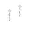 Small Cutie Pie Script White Clear Crystal Diamond-Shape Earrings