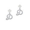 Small Gelato Script Initial - D - White Clear Crystal Diamond-Shape Earrings