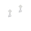 Mini Gelato Script Initial - D - White Clear Crystal Diamond-Shape Earrings