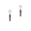 Beaded ''Dance'' White Clear Crystal Diamond-Shape Earrings