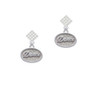 Dance - Oval Seal White Clear Crystal Diamond-Shape Earrings