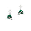 Derby Hat with Pipe White Clear Crystal Diamond-Shape Earrings