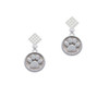 Paw - Round Seal White Clear Crystal Diamond-Shape Earrings