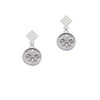 Fleur di Lis - Round Seal White Clear Crystal Diamond-Shape Earrings