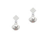 Small Outline Dog Face White Clear Crystal Diamond-Shape Earrings