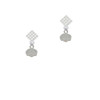 Mini Dog Face with Tongue White Clear Crystal Diamond-Shape Earrings