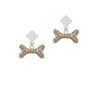 Large Brown Crystal Dog Bone White Clear Crystal Diamond-Shape Earrings