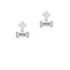 Mini ''Rescue'' Dog Bone White Clear Crystal Diamond-Shape Earrings