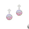 Domed Multi Color MA White Clear Crystal Diamond-Shape Earrings