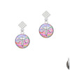 Domed Multi Color PA White Clear Crystal Diamond-Shape Earrings