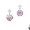 Domed Multi Color MNA White Clear Crystal Diamond-Shape Earrings