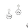 Domed Mrs. White Clear Crystal Diamond-Shape Earrings