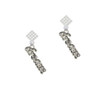 Script ''Dream'' with Clear Crystals White Clear Crystal Diamond-Shape Earrings