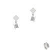Tea Cup White Clear Crystal Diamond-Shape Earrings