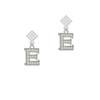 Crystal Initial - E - Beaded Border - White Clear Crystal Diamond-Shape Earrings