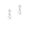 White Easter Egg with Clear Crystal Dots White Clear Crystal Diamond-Shape Earrings
