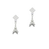 3-D Eiffel Tower White Clear Crystal Diamond-Shape Earrings