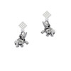 Elephant White Clear Crystal Diamond-Shape Earrings