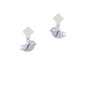 Little Bird Initial - F - White Clear Crystal Diamond-Shape Earrings