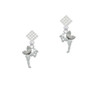 Small Fairy with Clear Wings White Clear Crystal Diamond-Shape Earrings