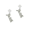 Script ''Faith'' with Clear Crystals White Clear Crystal Diamond-Shape Earrings