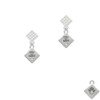 2-D ''Baby on Board'' Sign with Foot Print White Clear Crystal Diamond-Shape Earrings