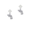 Jumping Trout White Clear Crystal Diamond-Shape Earrings