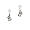 Flower with AB Crystal White Clear Crystal Diamond-Shape Earrings