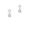 Small Crystal Initial - G - White Clear Crystal Diamond-Shape Earrings
