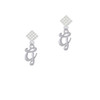 Small Gelato Script Initial - G - White Clear Crystal Diamond-Shape Earrings