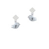 Little Bird Initial - G - White Clear Crystal Diamond-Shape Earrings