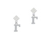 Large Greek Letter - Gamma - White Clear Crystal Diamond-Shape Earrings