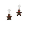 Enamel Gingerbread Boy White Clear Crystal Diamond-Shape Earrings