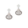 Keep Calm Godmother is Here White Clear Crystal Diamond-Shape Earrings