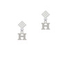 Small Initial - H - White Clear Crystal Diamond-Shape Earrings