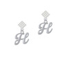 Small Gelato Script Initial - H - White Clear Crystal Diamond-Shape Earrings
