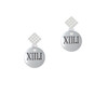 Half Marathon Roman Numeral White Clear Crystal Diamond-Shape Earrings