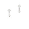 Mini Hamsa Hand White Clear Crystal Diamond-Shape Earrings