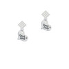 Small Good Luck Heart White Clear Crystal Diamond-Shape Earrings
