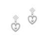 Open heart with Imitation Pearl Drop White Clear Crystal Diamond-Shape Earrings