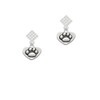 Paw in Heart White Clear Crystal Diamond-Shape Earrings